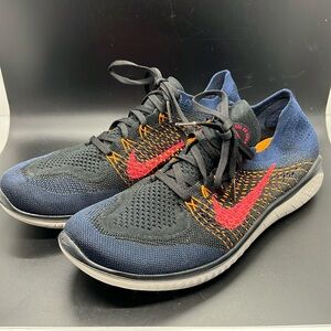 Nike Free RN Flyknit 2018 Black Flash Crimson Orange Peel women’s sz 9